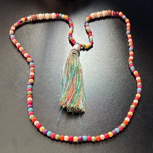 Colorful Beaded Tassel Necklace